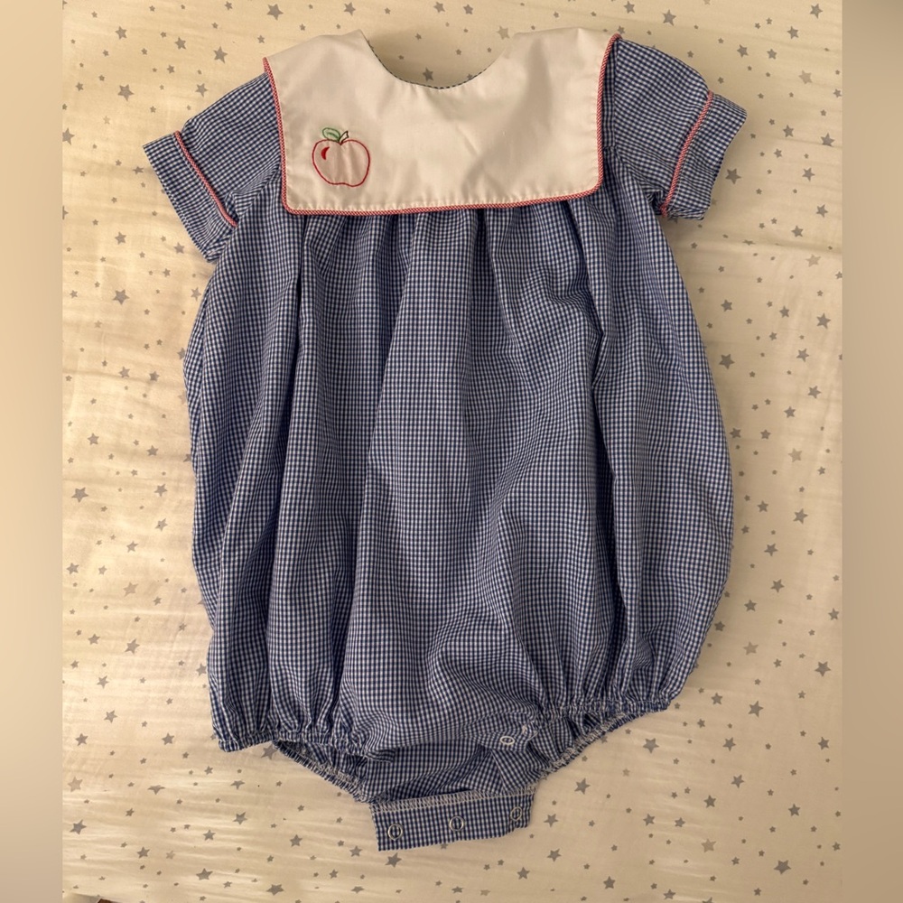 Lullaby set boys blue check bubble with apple stitching size 18 months